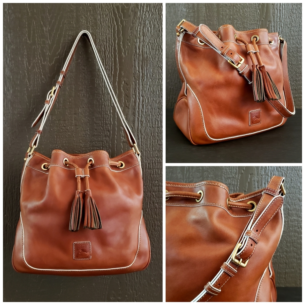 Dooney & Bourke Florentine Tan Leather Bucket Shoulder Bag Women's Handbag